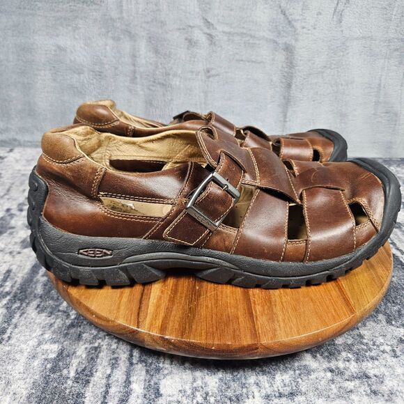 Keen Mens Brown Leather Fisherman Sandals Buckle Strap Hiking Shoes 14 XT 0105 main image 6